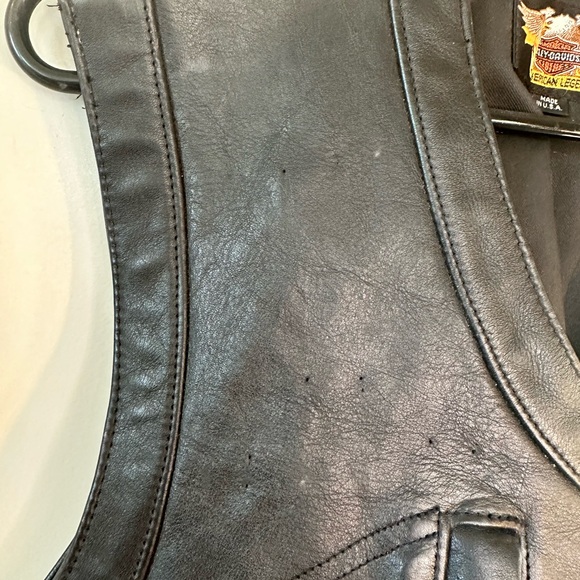 Vintage Made in USA Harley-Davidson Black Leather Silver Chain Vest,  Large - Picture 9 of 13